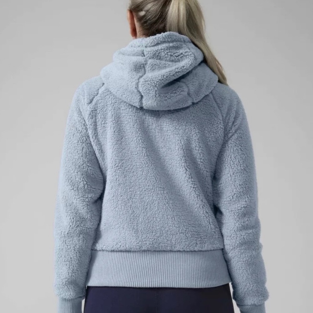 Athleta Pale Blue Quilted Front Sherpa Hooded Jacket - Picture 2 of 4